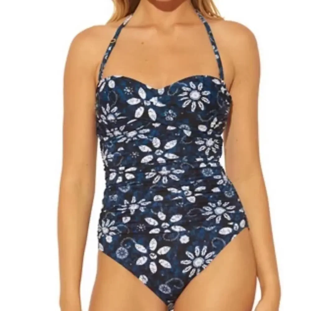 Bleu Rod Beattie floral bandeau onepiece swimsuit